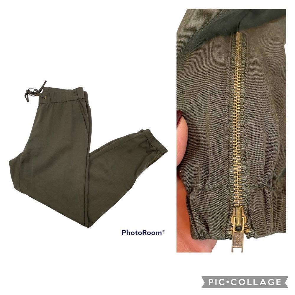 Eileen Fisher Olive Green Drawstring Waist Cinched Leg Pants Size XS